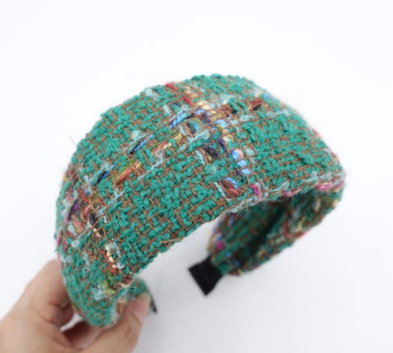 TWEED HAIR BAND BROAD TEAL TWEED HAIR BAND BROAD TEAL