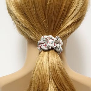 A Pack of 4 Chiffon Floral Mini scrunchies Ponytail Holder elastic hair scrunchy  for Women