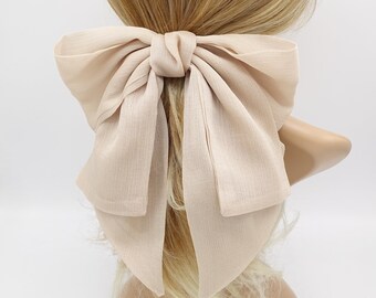 chiffon 2 tails hair bow large hair accessory for women