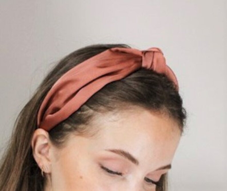 silk satin top knot headband Fall Winter color hairband glossy women hair accessory Terra  cotta