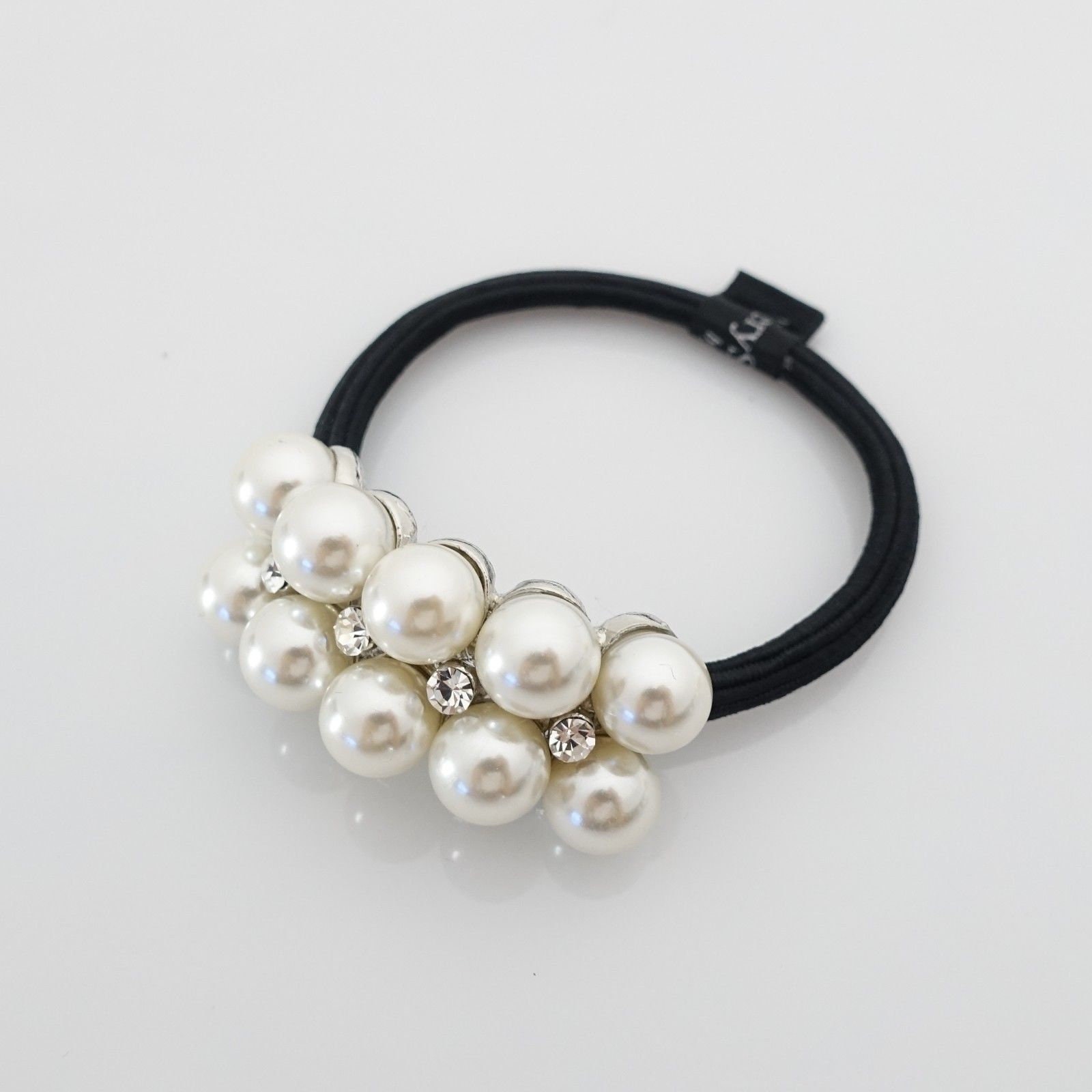 Rhinestone Pearl Decorated Hair Elastic Ponytail Holder 