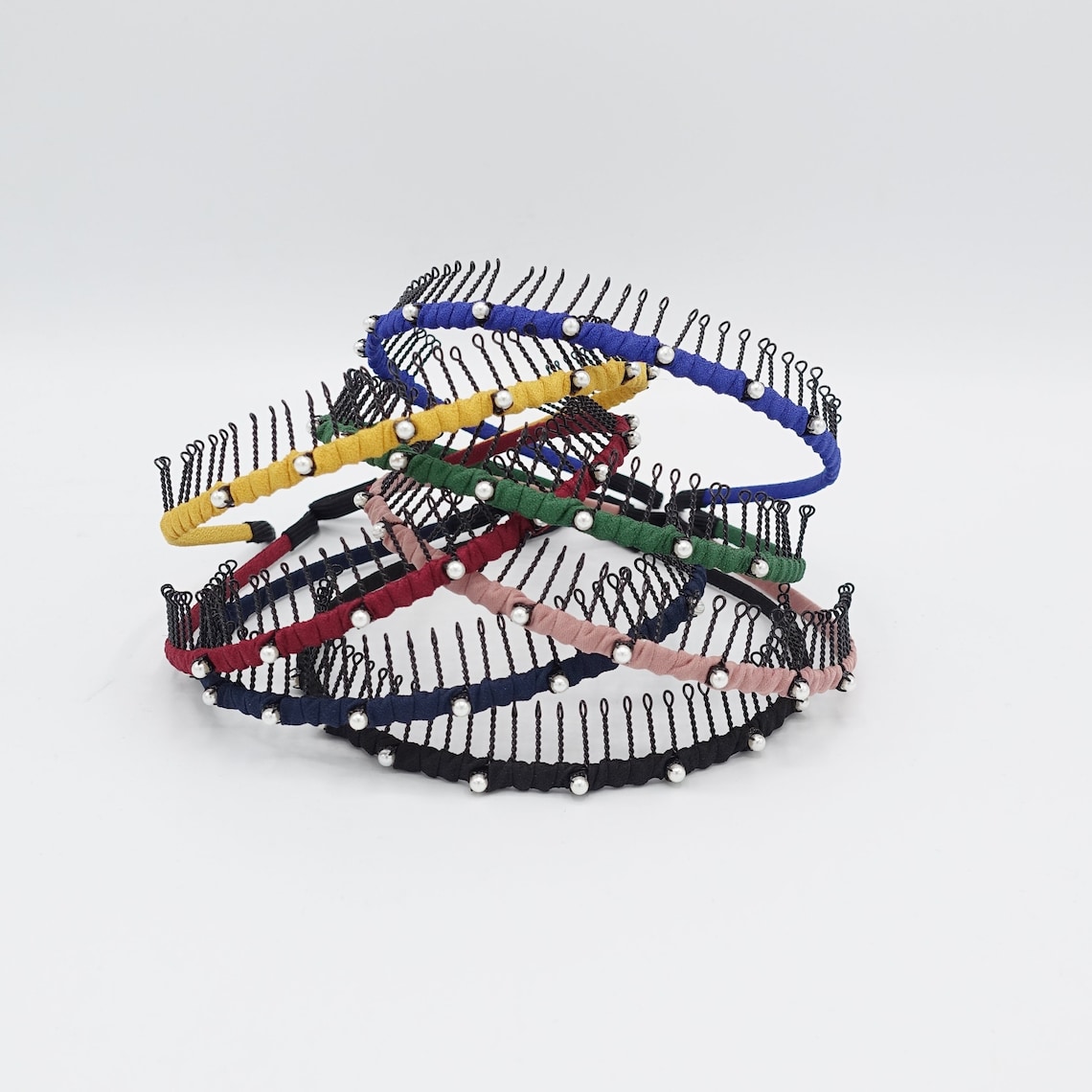 Pearl Embellished Teeth Comb Headband Wrap Hairband Basic Etsy