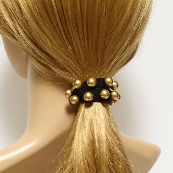rhinestone velvet double bow knot hair elastic tie ponytail holder