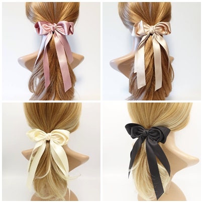 2 Barrette Per Capelli A Fiocco In Raso – Nastro Grande Per Ragazze E Donne – Tema Coniglietto