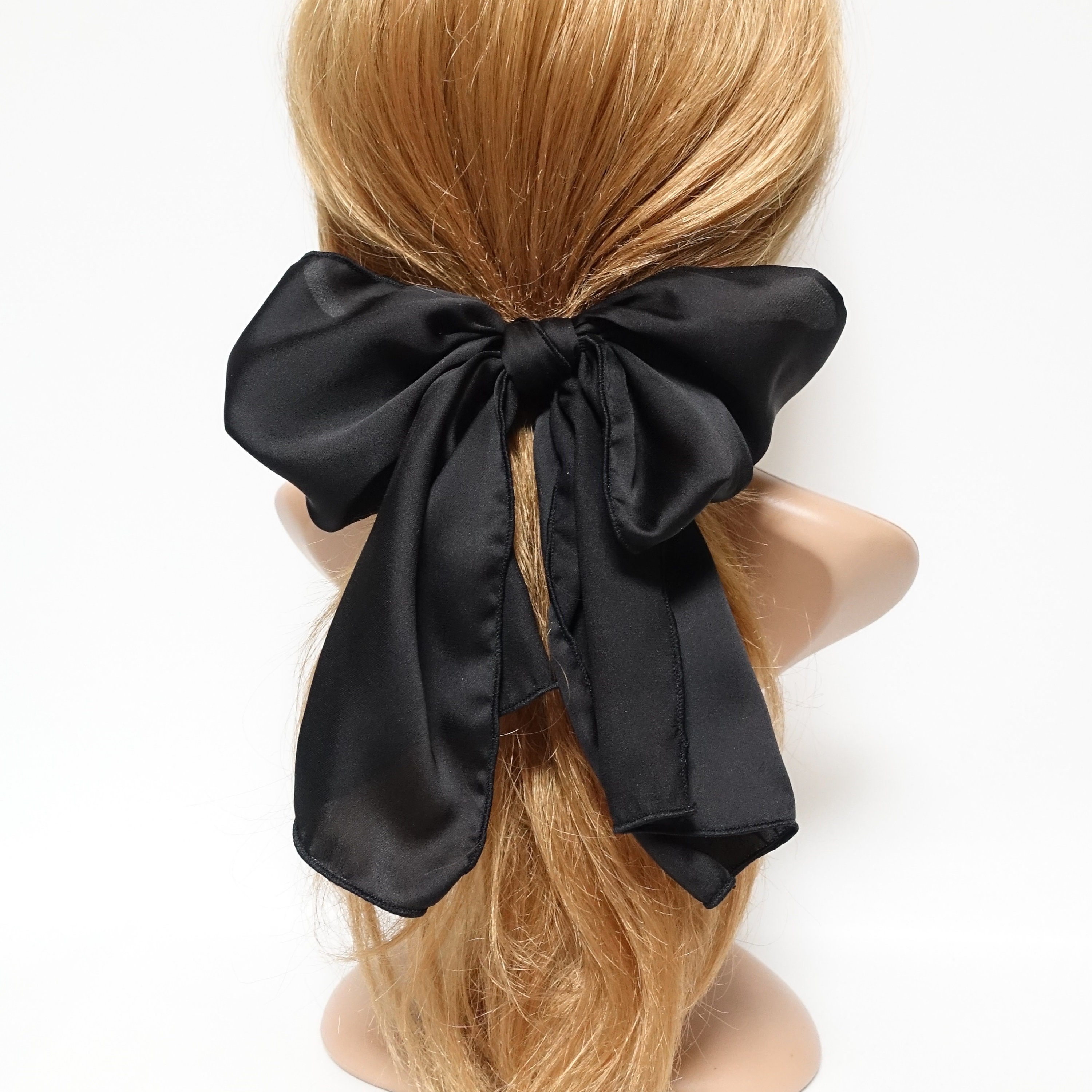 Satin Big Glam Bow Hair Elastic Large Stylish Scarf Knot Tie  display picture 1