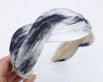 tie dye pattern wave headband cross hairband for women
