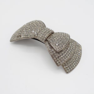 Rhinestone Layered Hair Bow French Barrette