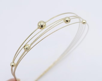 Orbit Ball Multi Strand Metal Headband – Minimalist Gold Hairband