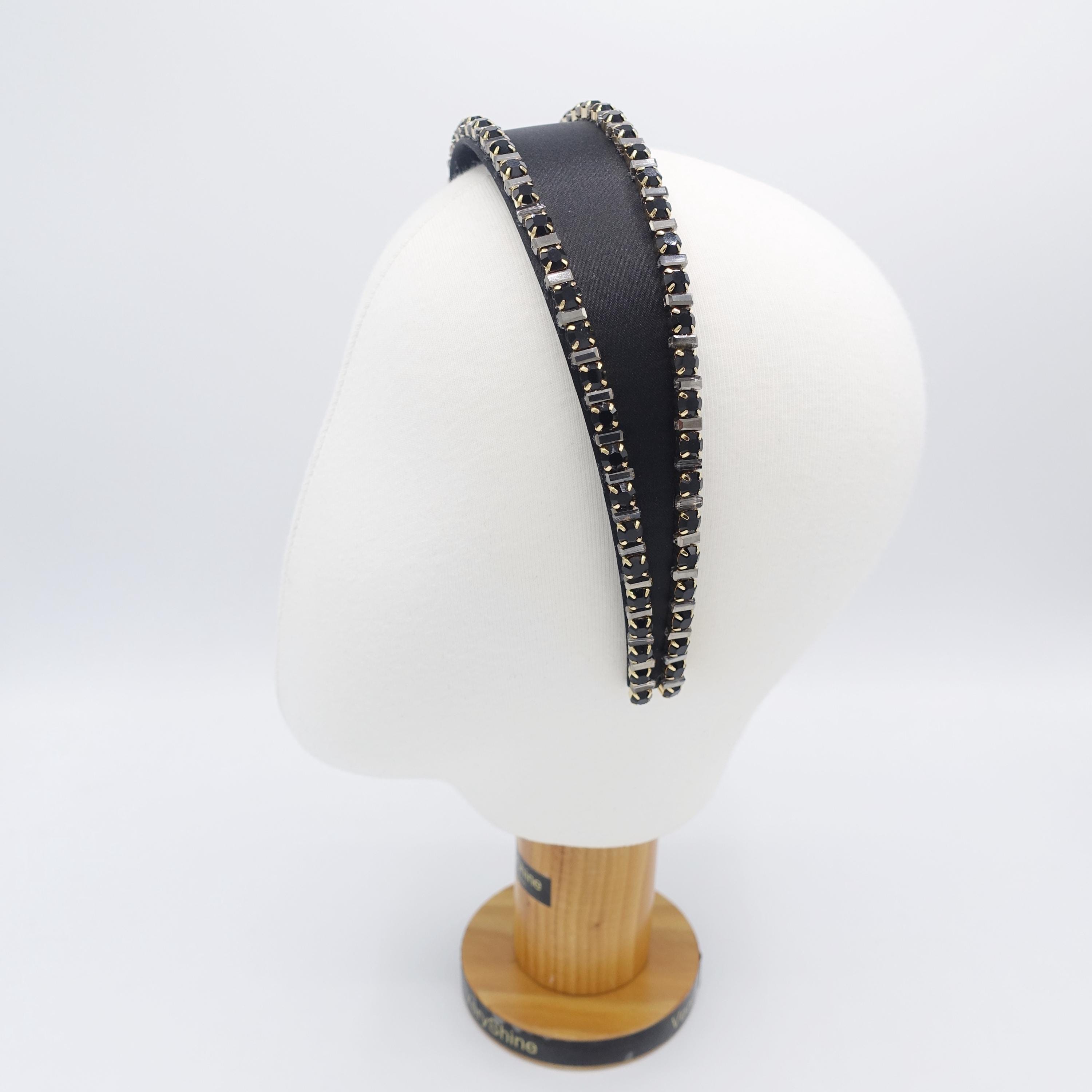 High Fashion Satin Rhinestone Headband Wecoe Rhinestone Headband - Sparkly Gold Diamond Padded  main image 2