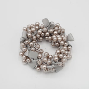 Beaded Ponytail Holder: Black Ball Hair Tie with Bow