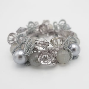 lace acrylic ball beaded hair elastic ponytail holder women hair accessory