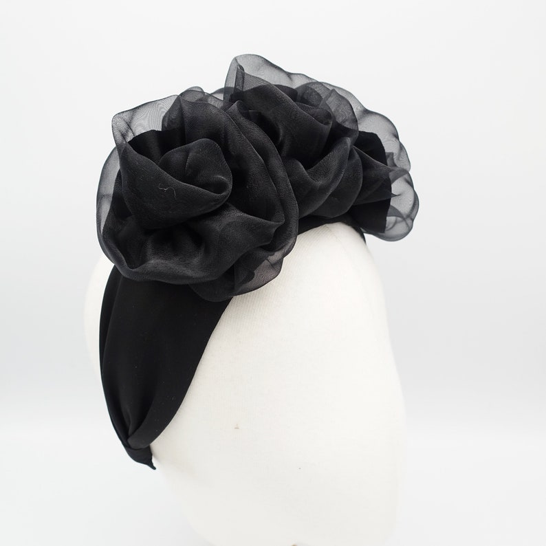 Moonlight shy flower headband organdy wrapped mesh satin petal | Etsy