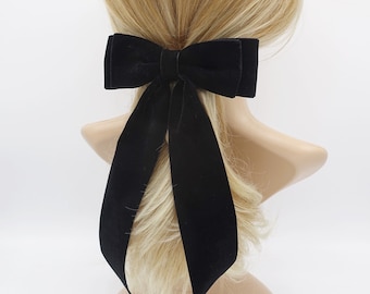 Lazo de pelo de terciopelo negro: estilo Naomi, pasador francés