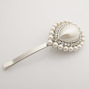 water drop shape pearl rhinestone decorated hair clip for women
