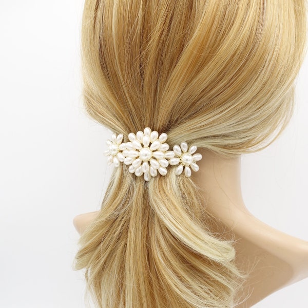 pearl flower embellished french hair barrette hair accessory for women