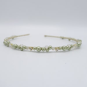 pearl thin headband, crystal beaded headband for women