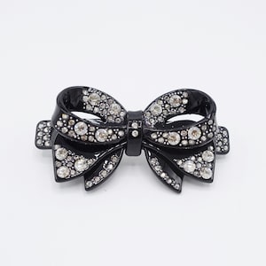 Rhinestone Bow Barrette: Cellulose Acetate Jeweled Hair Clip