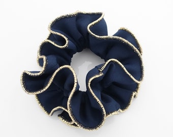 golden thread trim scrunchies chiffon solid color hair elastic scrunchie