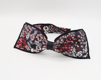 floral jacquard bow headband flower hairband for women
