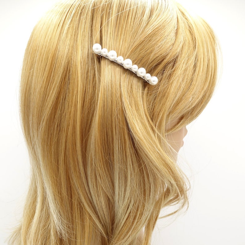 2 size pearl ball embellished side hair barrette Etsy