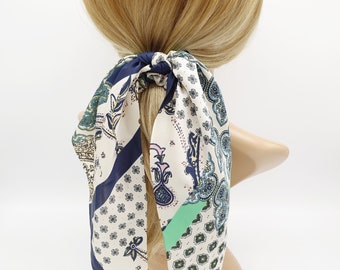 Paisley-Seiden-Haargummis Mit Band – Chiffon Scrunchies, Floraler Druck – 2-in-1 Design Als Haarband & Armband
