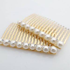 A set of Pearl Rhinestone Decorative 18 teeth Hair Combs