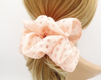 grid mesh oversized scrunchies large hair elastic scrunchie hair accessory for women