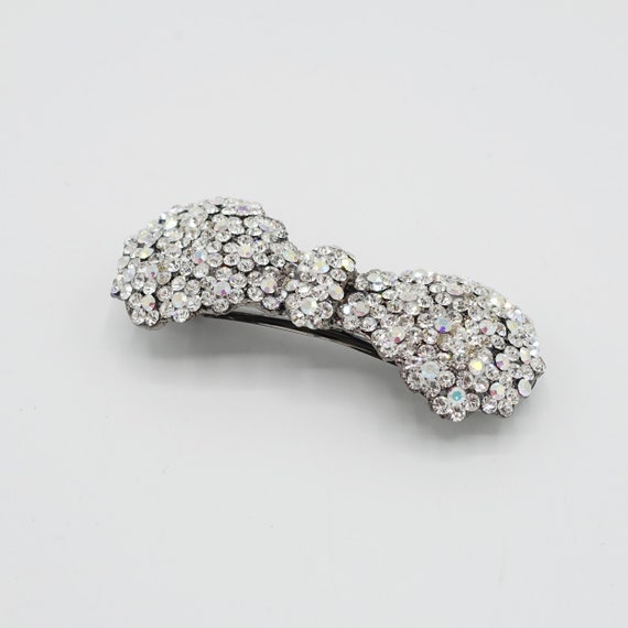 A Schöne Silber Blumen Ring Strass Metall Haarspange 