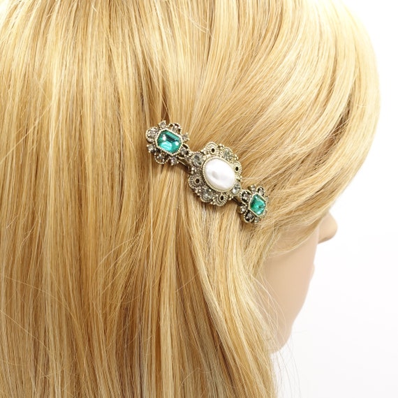 Antique Hair Barrette Jewel Rhinestone Baroque Style Hair  display picture 3