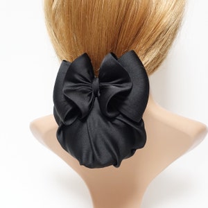covered snood net professional hair bow french barrette