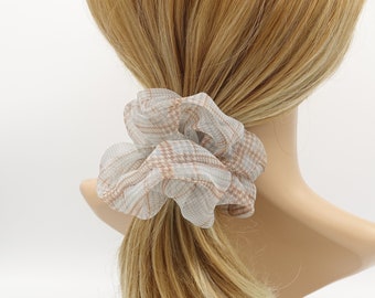 Coleteros de organza a cuadros, coletero elástico para el pelo normal para mujer