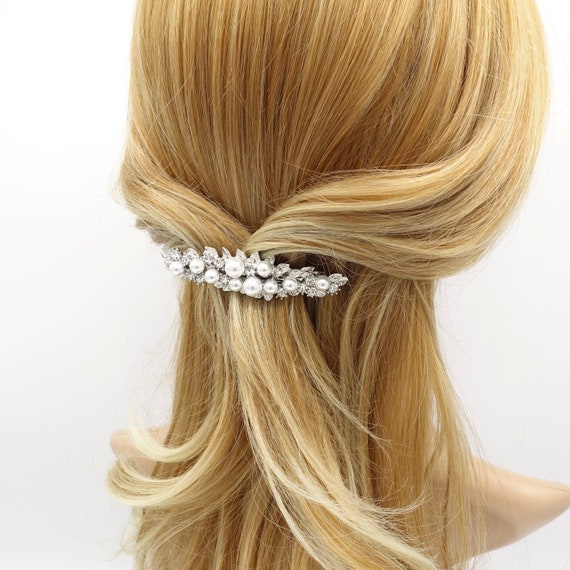Set 3 Fermagli Per Capelli Con Fiori E Strass - Eleganti Clip In Resina Per Donna - Nero, Grigio, Bianco, Rosa - Accessorio Per Matrimonio E Festa