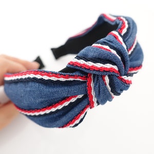 denim knoop hoofdband streep lijn rand denim haarband vrouw haaraccessoire: