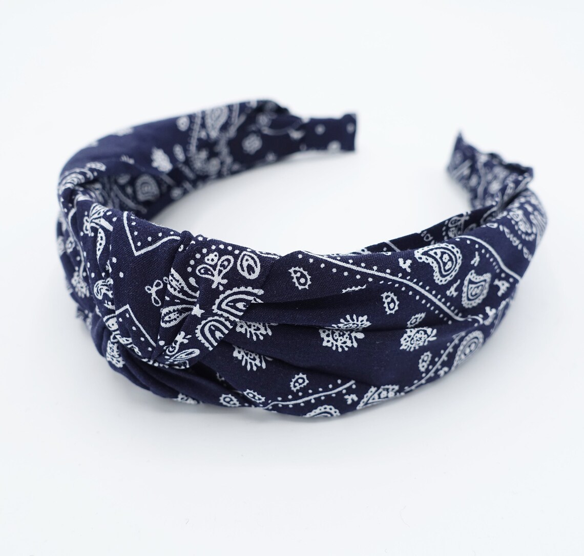 Paisley print bandana headband knotted casual hairband for Etsy