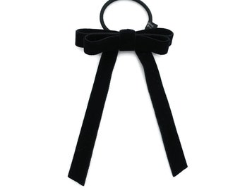 Velvet bow french barrette comb hair elastic stylish black velvet hair accessory for women