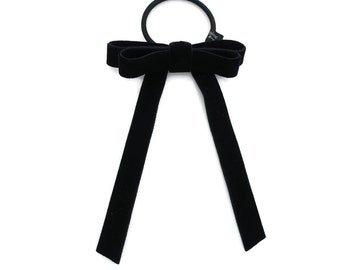 Velvet Bow Hair Accessory: French Barrette, Comb, or Elastic