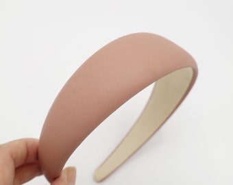 basic faux leather padded headband for women