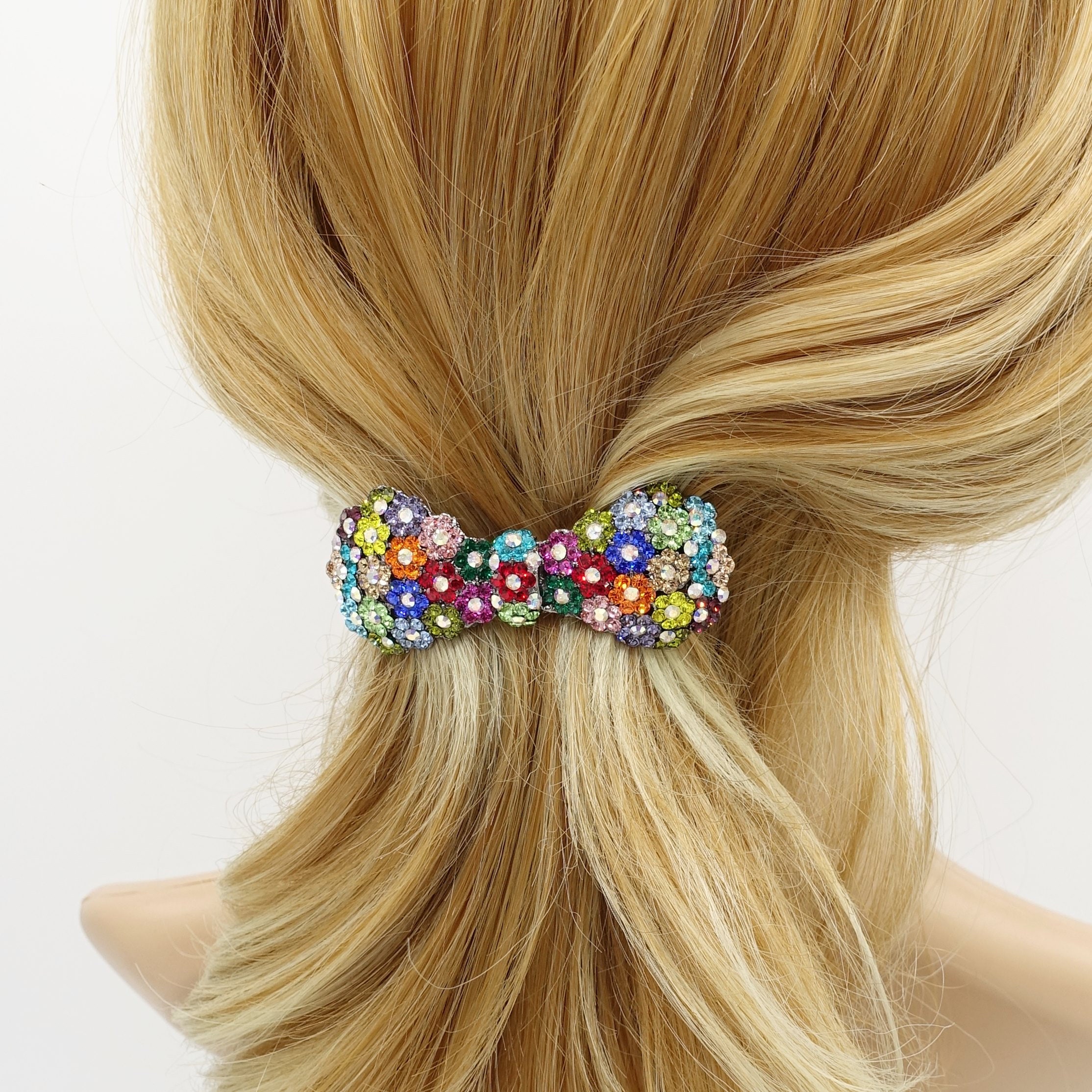 Rhinestone Embellished Small Hair Bow Barrette - Etsy display picture 1