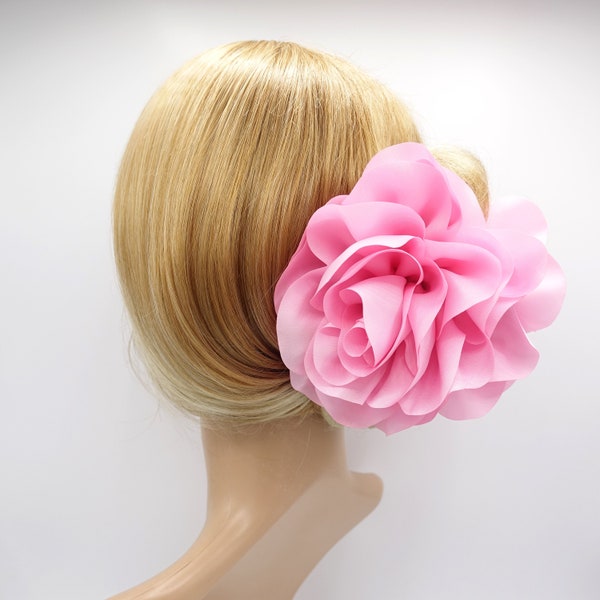 Pince à cheveux en mousseline de soie dahlia très grande fleur faite main, accessoire femme