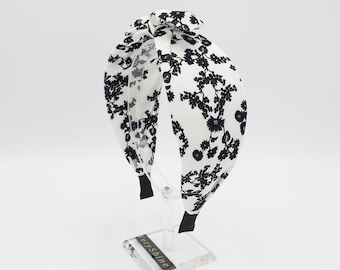 flower stem print headband bow knot floral hairband for women