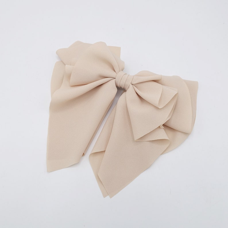 romance chiffon hair bow french barrette drape falling ruffle wave feminine style women hair clip image 7