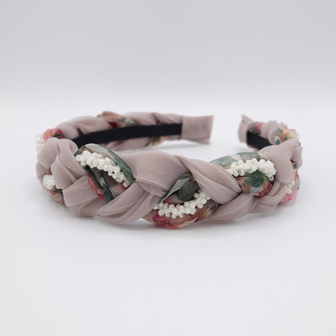 Organza contrast Elastic Headband with Bow main image 0