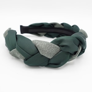 satin braided headband two tone shimmer braids hairband for women