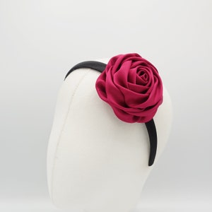satin rose decorated black satin headband flower hairband simple women hair accessory