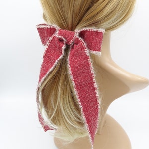 woolen hair bow frayed edge tail hair accessory for women