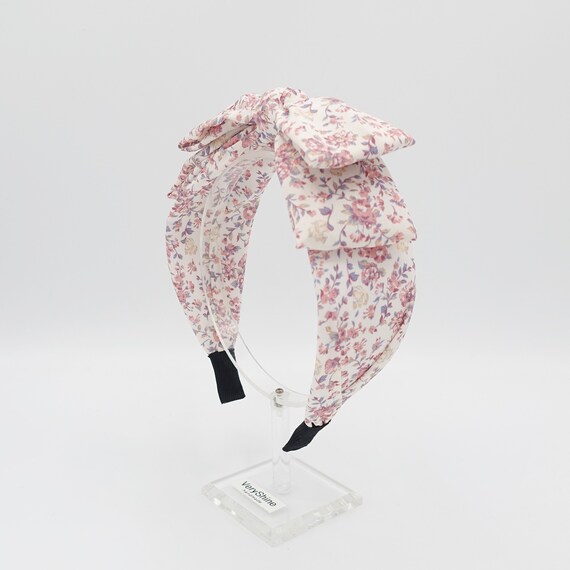 pastel floral bow headband tiny floral hair accessory for women
