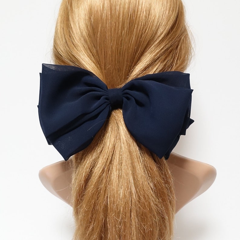 Chiffon layered hair bow french barrette stylish women hair Etsy