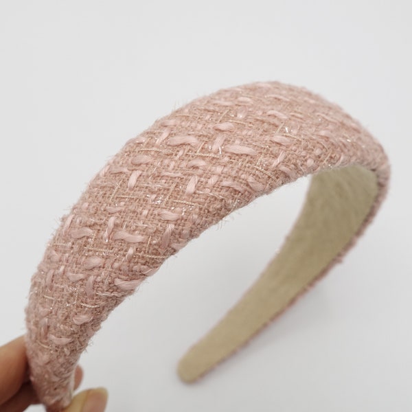 glitter tweed headband padded hairband casual hair accessory for women