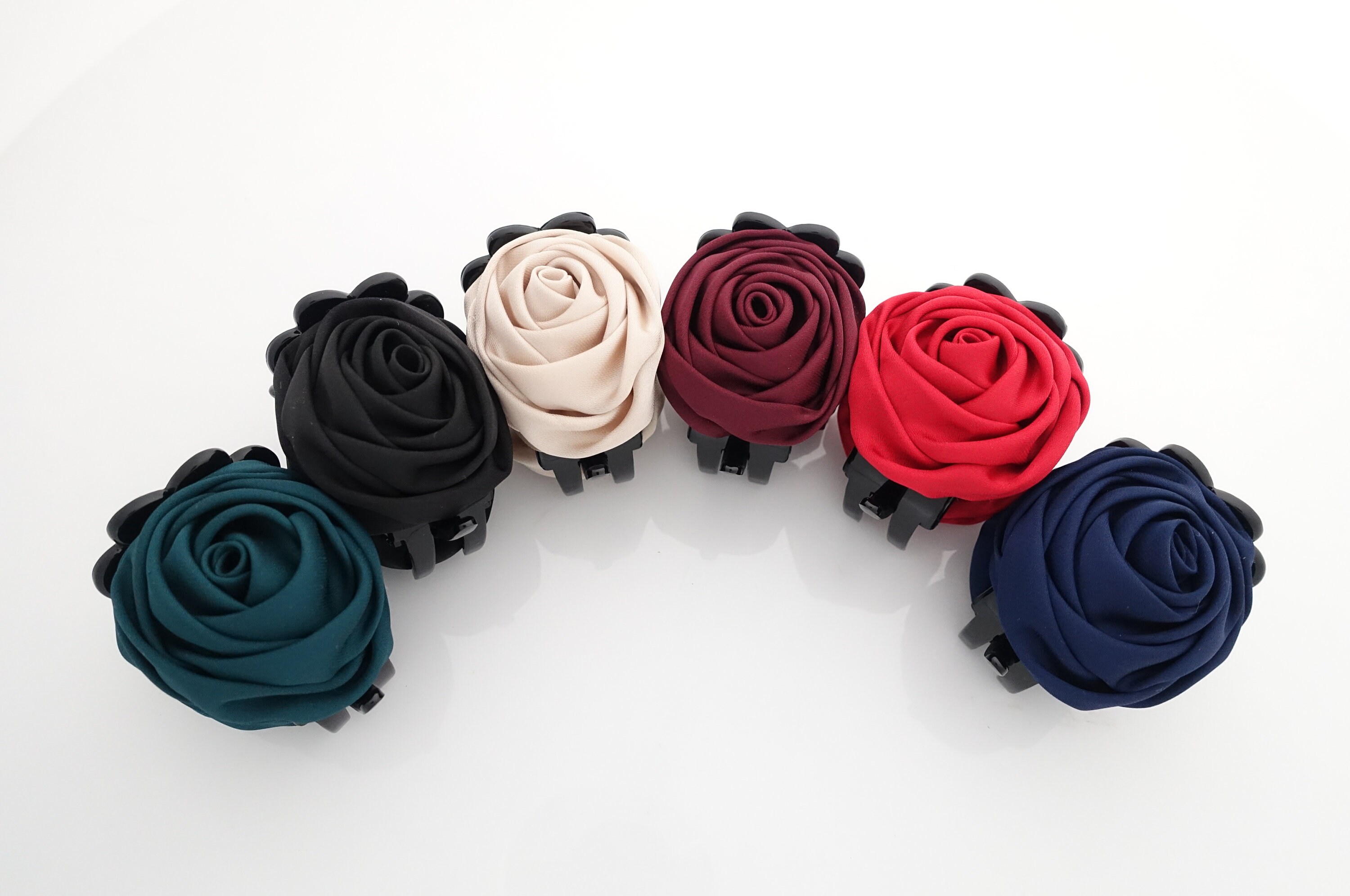 ヘアアクセサリー [TATIANA] Foam Rose Hair Crow Clip Satin Mini Rose Hair Clamp Women Flower Hair Accessory