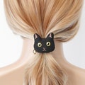cat embroidery hair elastic character ponytail holder hair ties product logo